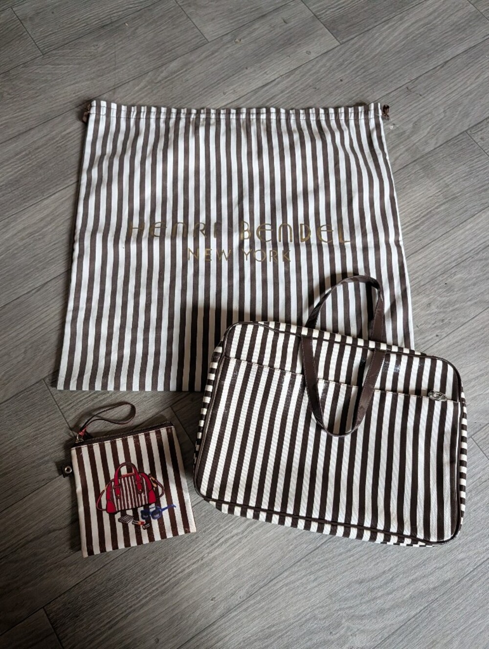 HENRI BENDEL Hanger Weekender Cosmetic Bag + Pouch 🤎🤍🤎🤍🤎🤍